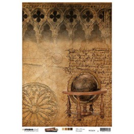 Stamperia Rice Paper A4 Clockwise Clock & Keys