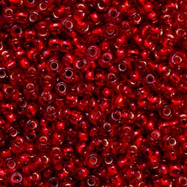 Rocailles 2,6mm mit Silbereinzug dunkelrot