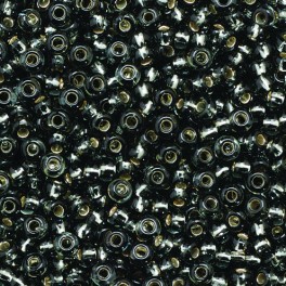 Rocailles 2,6mm mit Silbereinzug hellgrau